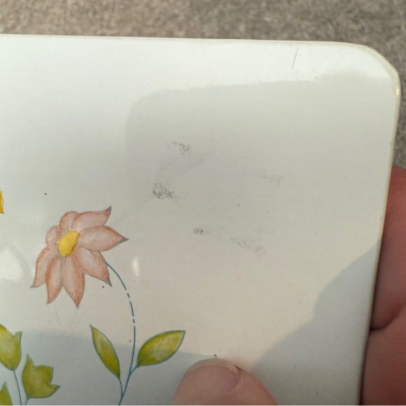 Vintage Corelle Meadow Pattern Trivet Hot Stove & Counter Mat 7x7 1970s USA - Picture 3 of 3